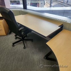 Blonde Height Adjustable 60x30 Modular Table Desk w/ Crank